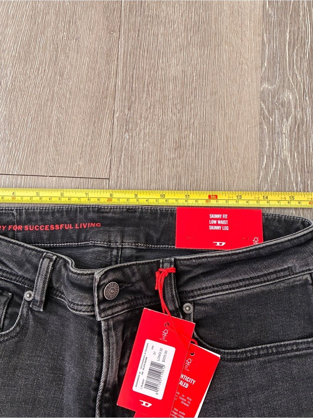 DIESEL 1979 sleekner black gray skinny jeans size 31 x 32 NWT - Picture 2 of 8